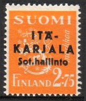 Itä-Karjala m30 2,75 mk keltainen, lisäpainama musta, tyyppi II (esimerkkikuva)