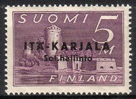 Itä-Karjala 5 mk Savonlinna, lisäpainama musta (esimerkkikuva)