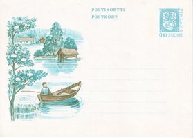 Postikortti ehiö 0,80mk sininen (kalastaja) (esimerkkikuva)