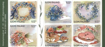 Ystävyydellä vihko - Kukka-asetelmia ensipäiväleima (esimerkkikuva)