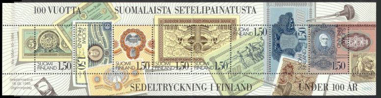 100 vuotta suomalaista setelipainatusta FDC (esimerkkikuva)