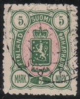 Vaakunamalli 1889 - 5mk vihreä/rosa (esimerkkikuva)