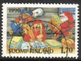 Joulupostimerkki 1990 1/2 - Tontut - Mynämäki 13.12.90 (esimerkkikuva)