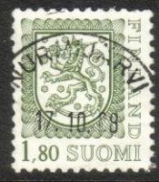 Coat of arms lion m75 1,80mk green - Nurmijärvi 17.10.88 (sample image)