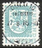 Coat of arms lion m75 1,50 mk l.blue - Oulu 10, 27.8.85 (sample image)