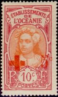 Red Cross Charity 1915 overprinted 10+5c without a line (esimerkkikuva)