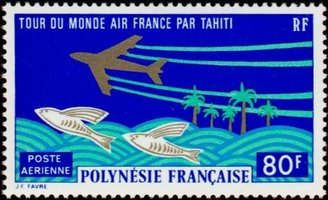 Around the world airline Air France via Tahiti (esimerkkikuva)