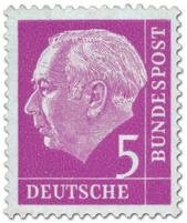 President Theodor Heuss (set I) 5pf Wz 4 W, paper x (esimerkkikuva)