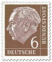 President Theodor Heuss (set I) 6pf Wz 4 W, paper x (esimerkkikuva)