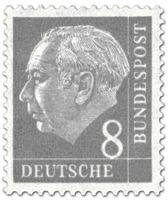 President Theodor Heuss (set I) 8pf Wz 4 W, paper x (esimerkkikuva)