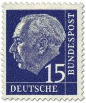 President Theodor Heuss (set I) 15pf Wz 4 W, paper x (esimerkkikuva)