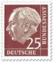 President Theodor Heuss (set I) 25pf Wz 4 W, paper x (esimerkkikuva)