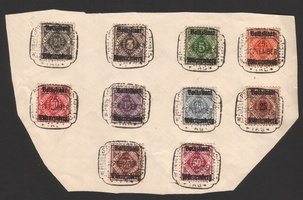 Württemberg, Official digits in diamond (10) cancelled on paper (esimerkkikuva)