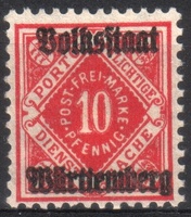 Württemberg, Official digits in diamond 10pf (esimerkkikuva)