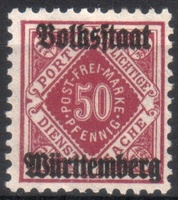 Württemberg, Official digits in diamond 50pf (esimerkkikuva)