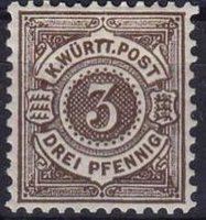 Württemberg digits in circle 3pf brown (esimerkkikuva)