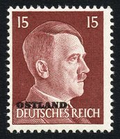 OSTLAND overprint over German Hitler 15 pf definitive (esimerkkikuva)