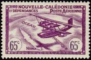 Seaplane and Map of New Caledonia 65c (esimerkkikuva)