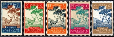 Postage Due Stamps of New Caledonia 1928 2,4,5,10,25 (5) (esimerkkikuva)