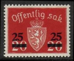 25 on 20 o overprint, red Offentlig Sak small format, unwatermark (esimerkkikuva)