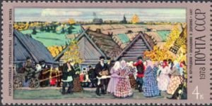 Paintings by B. M. Kustodiev - 4k Celebration in a Village (esimerkkikuva)