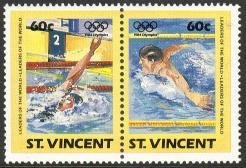 1984 Summer Olympics 5+6/8 pair - Swimming (esimerkkikuva)
