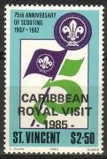 CARIBBEAN / ROYAL VISIT - 1985 - overprint 8/8 - Scouting Year Emblem (esimerkkikuva)