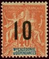 Uusi-Kaledonia 1912 - Navigation and Commerce overprint 10 blk over 40c