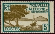 New Caledonia 1928 - Bay at the Pointe des Palétuviers 5c New Caledonia 1928 - Bay at the Pointe des Palétuviers 5c