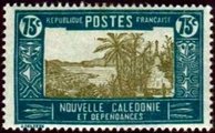 New Caledonia 1928 - Landscape with chiefs hut 75c New Caledonia 1928 - Landscape with chiefs hut 75c
