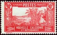 New Caledonia 1928 - Landscape with chiefs hut 90c New Caledonia 1928 - Landscape with chiefs hut 90c