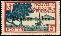 New Caledonia 1941 - Bay at the Pointe des Palétuviers 3c France Libre Overprint New Caledonia 1941 - Bay at the Pointe des Palétuviers 3c France Libre Overprint