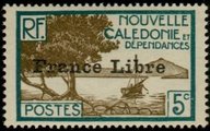 New Caledonia 1941 - Bay at the Pointe des Palétuviers 5c France Libre Overprint New Caledonia 1941 - Bay at the Pointe des Palétuviers 5c France Libre Overprint