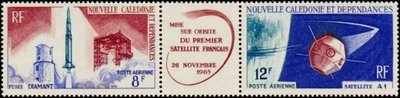 New Caledonia 1966 - Launch of the first French satellite A1 (Gutter pair) New Caledonia 1966 - Launch of the first French satellite A1 (Gutter pair)