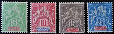 Uusi-Kaledonia 1900 - Navigation and Commerce 5, 10, 15, 25c (4)