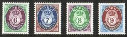 Norja 1991 - Post horn and crown type 6,7,8,9kr, paper y (4)