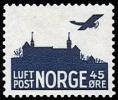 Norja 1941 - Airplane over Akershus Castle, Airmail