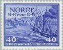 Norja 1947 - Norwegian Post Office, 300th anniv. 6/11 - 40 o Post ship Constitution