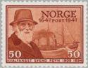 Norja 1947 - Norwegian Post Office, 300th anniv. 8/11 - 50 o Sven Foyn and whale