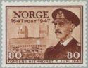 Norway 1947 - Norwegian Post Office, 300th anniv.11/11 - 80 o King Haakon