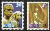 Norja 1985 - Intl. Youth Year - Stone and bronze sculptures (2)