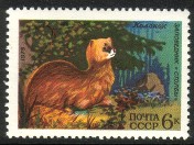 Venäjä NL (CCCP) 1975 - Wildlife reservations 3/5 Siberian marten