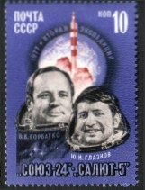 Venäjä NL (CCCP) 1977 - Space explorations of cosmonauts on Salyut 5