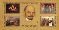 Venäjä NL (CCCP) 1987 - 117th Birth Anniversary of Lenin Paintings - Souvenir sheet Venäjä NL (CCCP) 1987 - 117th Birth Anniversary of Lenin Paintings - Souvenir sheet