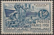 St. Pierre ja Miquelon 1931 - International colonial exhibition in Paris 1.50fr St. Pierre ja Miquelon 1931 - International colonial exhibition in Paris 1.50fr