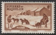 St. Pierre ja Miquelon 1938 - Country Motifs 10c Dog team St. Pierre ja Miquelon 1938 - Country Motifs 10c Dog team