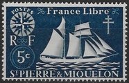 St. Pierre ja Miquelon 1942 - St. Malo Fishing Schooner 5c St. Pierre ja Miquelon 1942 - St. Malo Fishing Schooner 5c