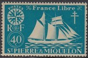 St. Pierre ja Miquelon 1942 - St. Malo Fishing Schooner 40c St. Pierre ja Miquelon 1942 - St. Malo Fishing Schooner 40c