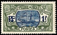 St. Pierre ja Miquelon 1909 - Fishing Schooner 1Fr St. Pierre ja Miquelon 1909 - Fishing Schooner 1Fr