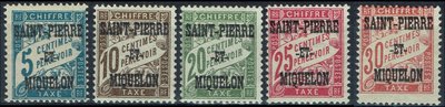 St. Pierre ja Miquelon 1925 - Postage Due Stamps 1925 (5) St. Pierre ja Miquelon 1925 - Postage Due Stamps 1925 (5)